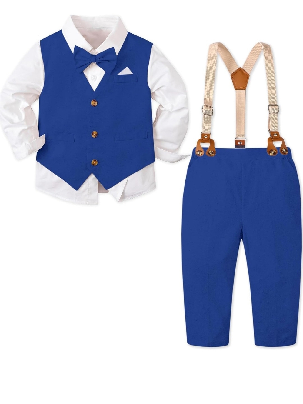 Classic Royal Blue Vest & Trouser Set with Bow Tie for Kids